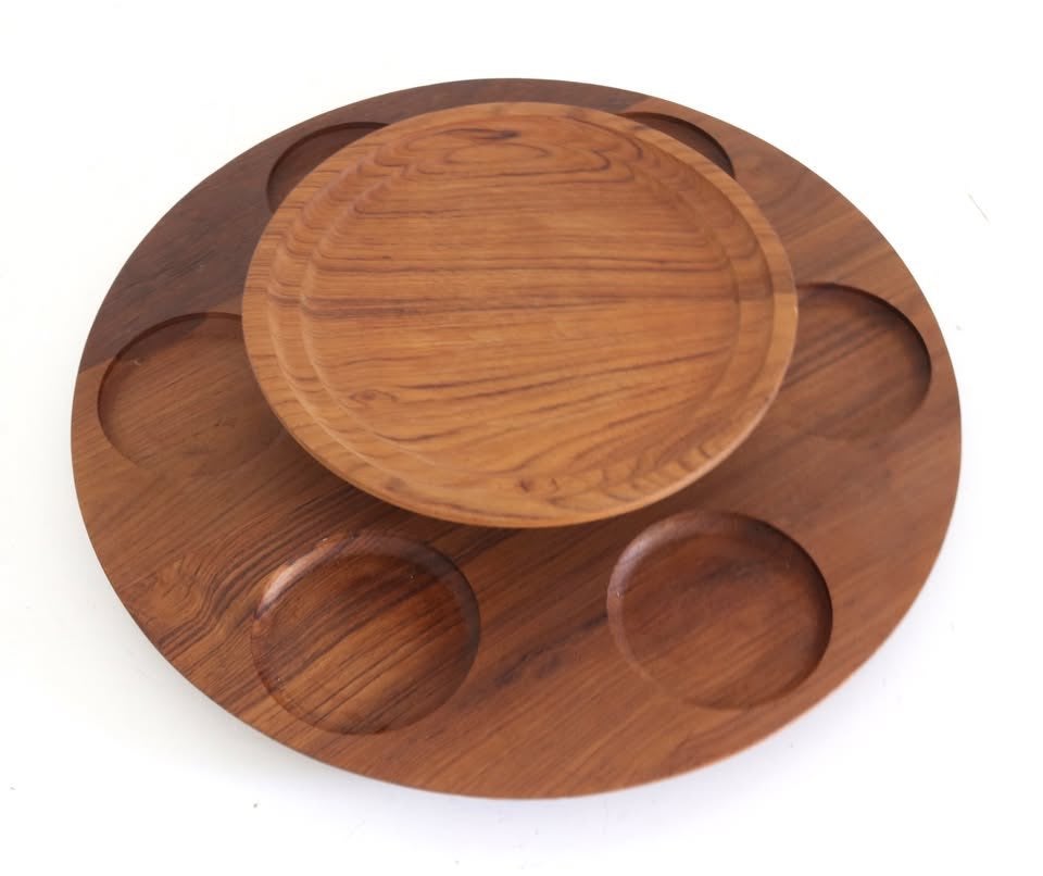 Vintage Lazy Susan draaiplateau jaren 60, Huis en Inrichting, Ophalen of Verzenden, Zo goed als nieuw, Hout, Vintage
