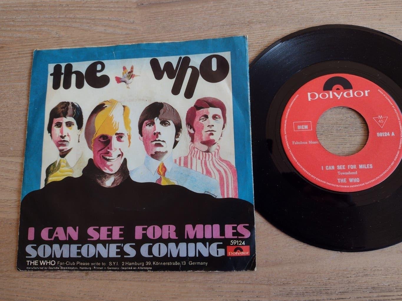 7" single THE WHO: I CAN SEE FOR MILES (1967), Cd's en Dvd's, Vinyl | Rock, 7 inch, Ophalen of Verzenden, Zo goed als nieuw, Classic Rock