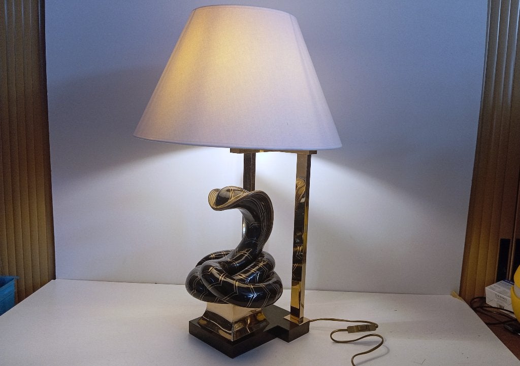 RARE LAMPE DE TABLE GIULIA MANGANI COBRA (Roberto Estevez), Lampe d'ambiance, Enlèvement ou Envoi, 72 cm, Métal