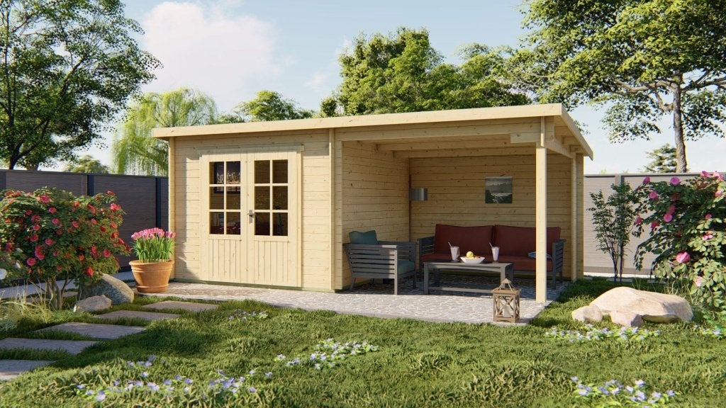 Blokhut - Tuinhuis Chappo | 28 mm | vuren onbehandeld, Verzenden, Nieuw