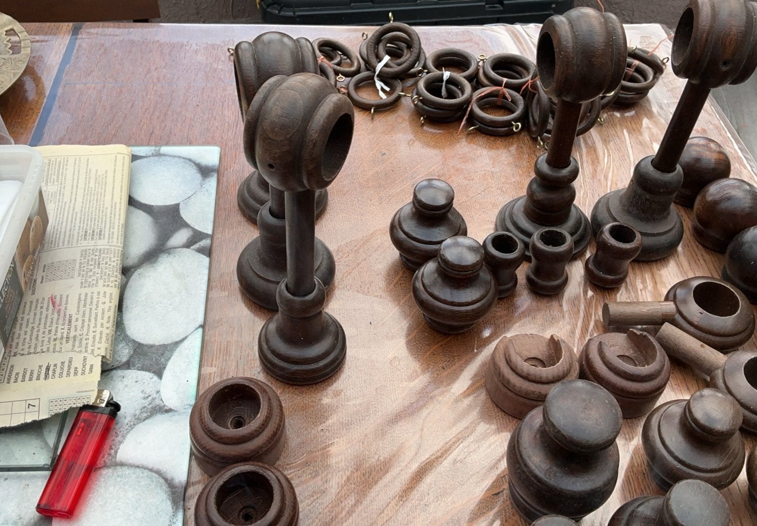 A vendre anneaux de rideaux ,tentures en bois, Maison & Meubles, Enlèvement, Comme neuf, Bois