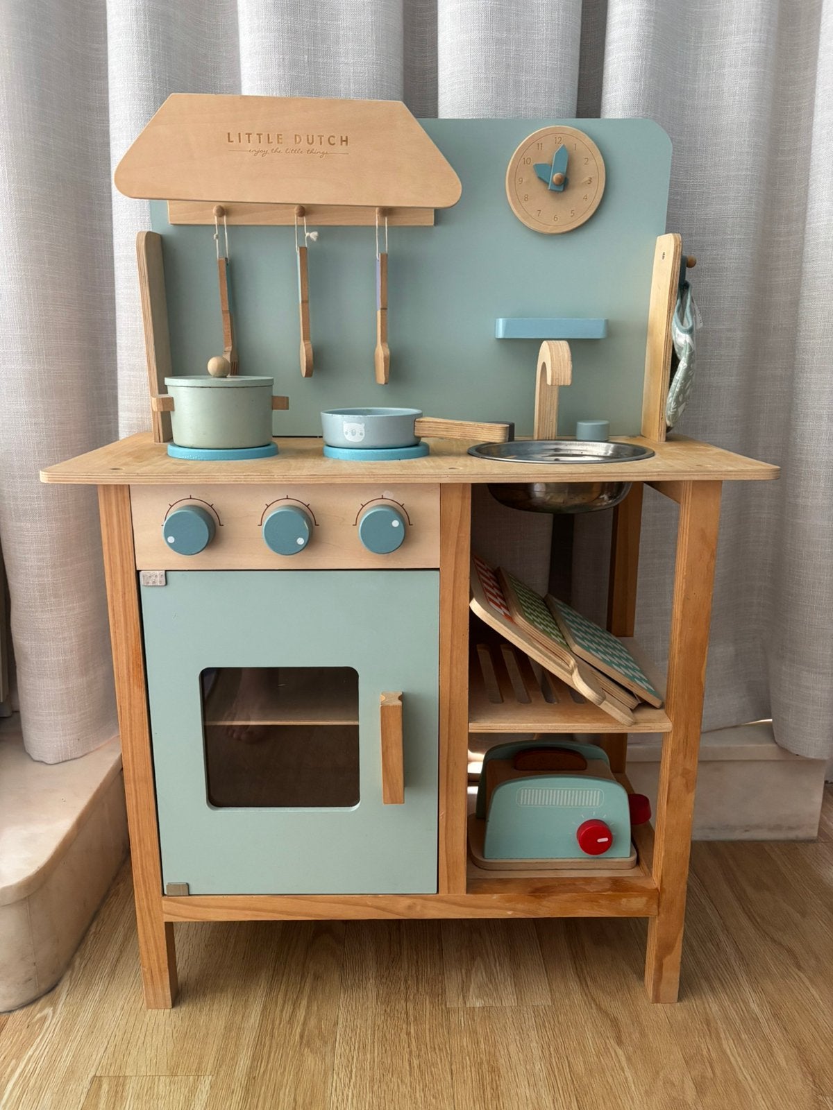 Houten speelgoedkeukentje met accessoires, Enlèvement, Utilisé, Bois, Jouer à la cuisine