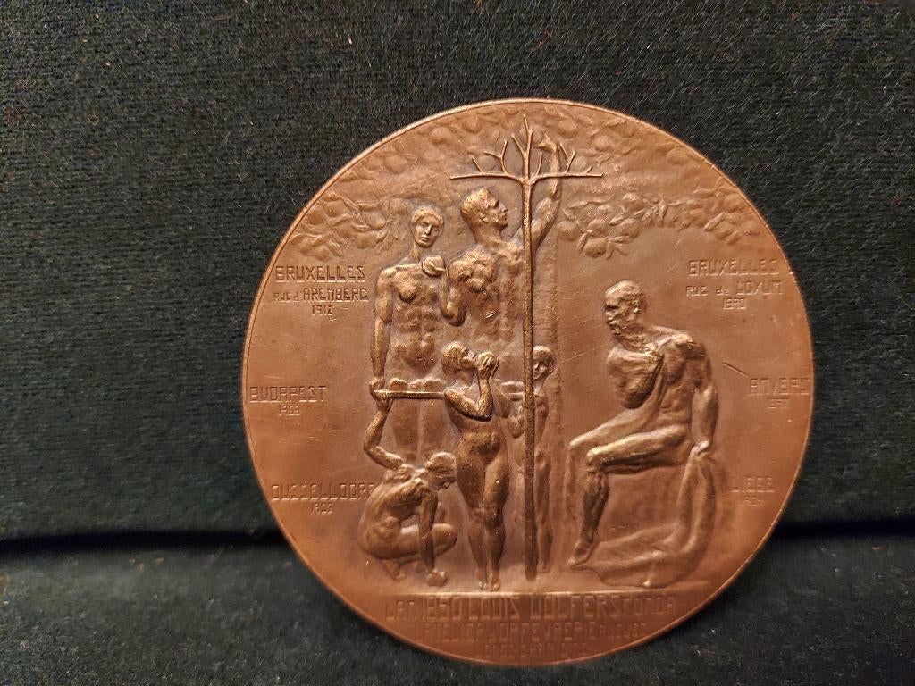 Wolfers Herdenkingspenning, Brussel 1912, Art Deco, Enlèvement ou Envoi, Bronze, Monnaie en vrac