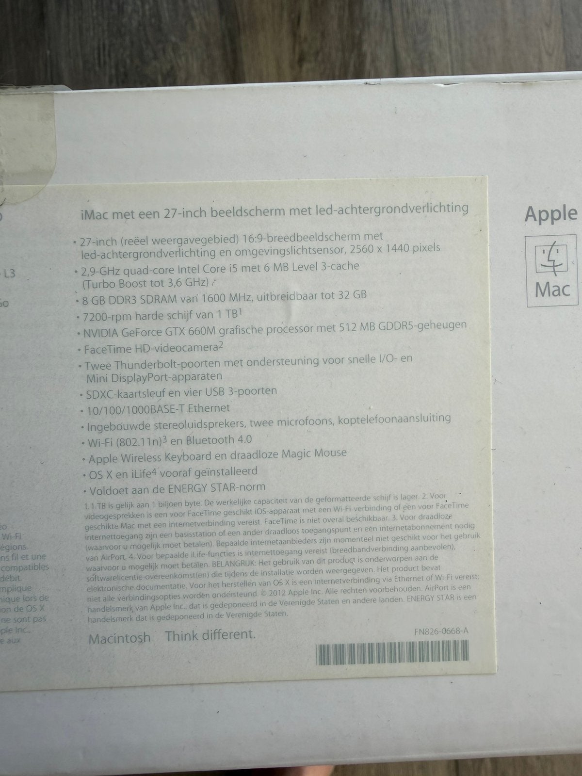 Apple iMac 27” A1419 (Late 2012), Computers en Software, Apple Desktops, Ophalen, Gebruikt, IMac