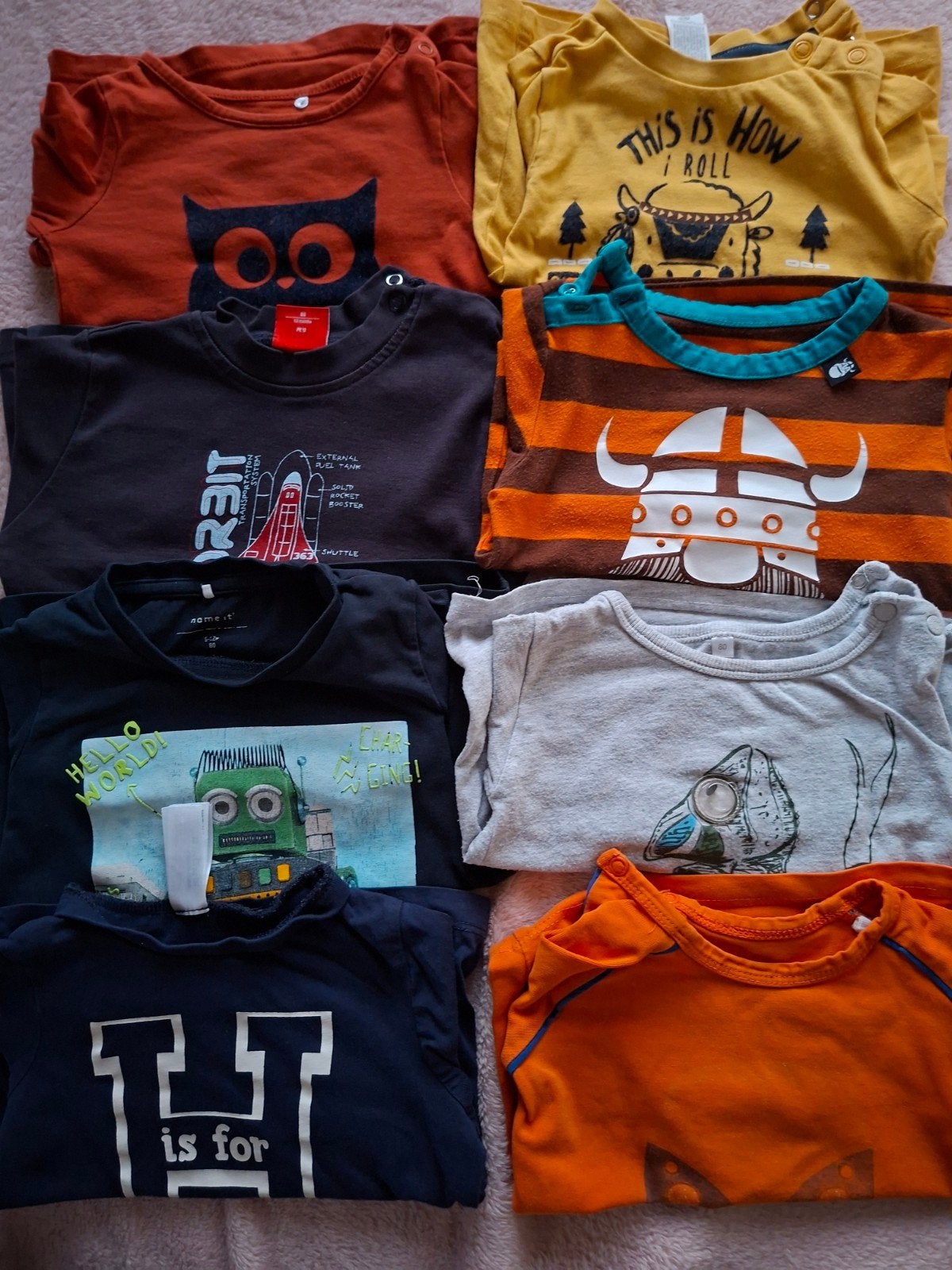 maat 80 : 8 t-shirts lange mouw, Ophalen, Gebruikt, Jongetje, Shirtje of Longsleeve