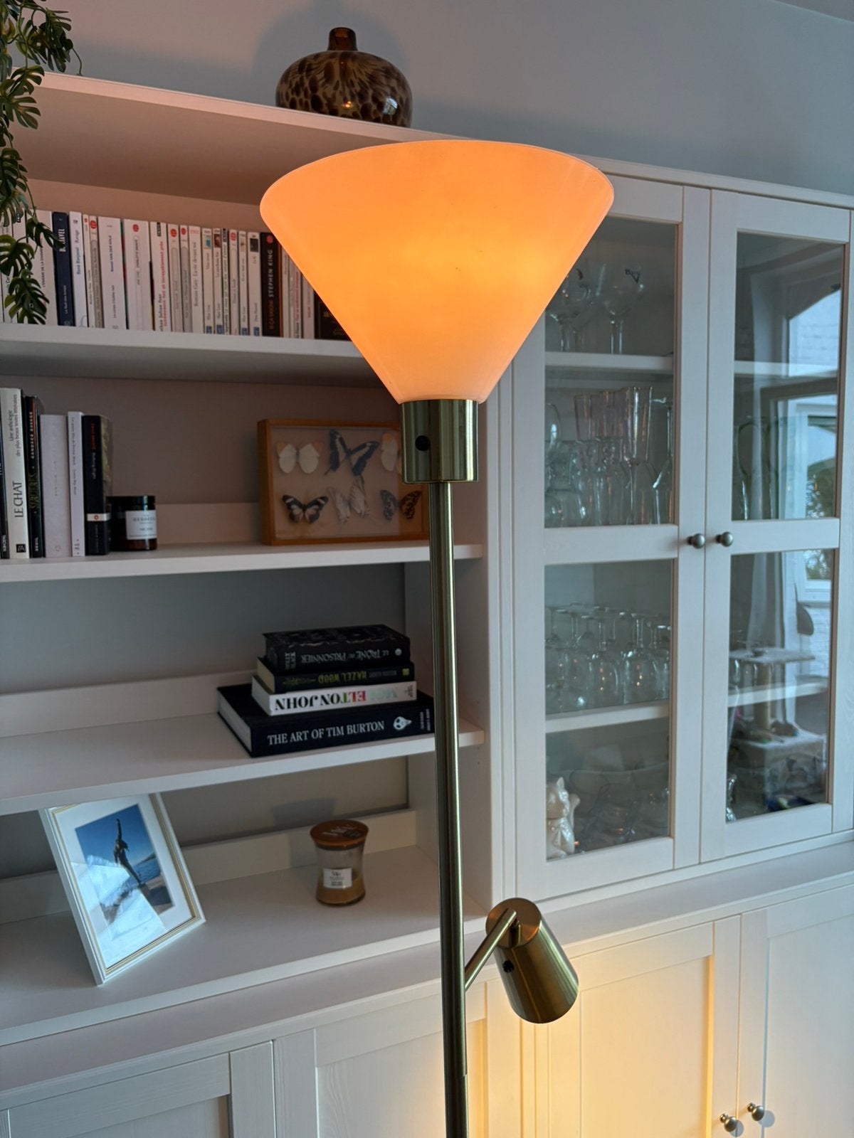 IKEA vloerlamp met leeslamp — Messing, Ophalen, Zo goed als nieuw