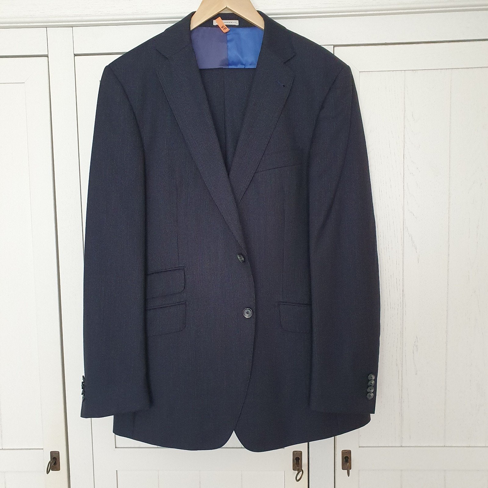 Van Gils donker streepjespak - maat 52, Kleding | Heren, Ophalen, Maat 52/54 (L), Blauw, Van gils