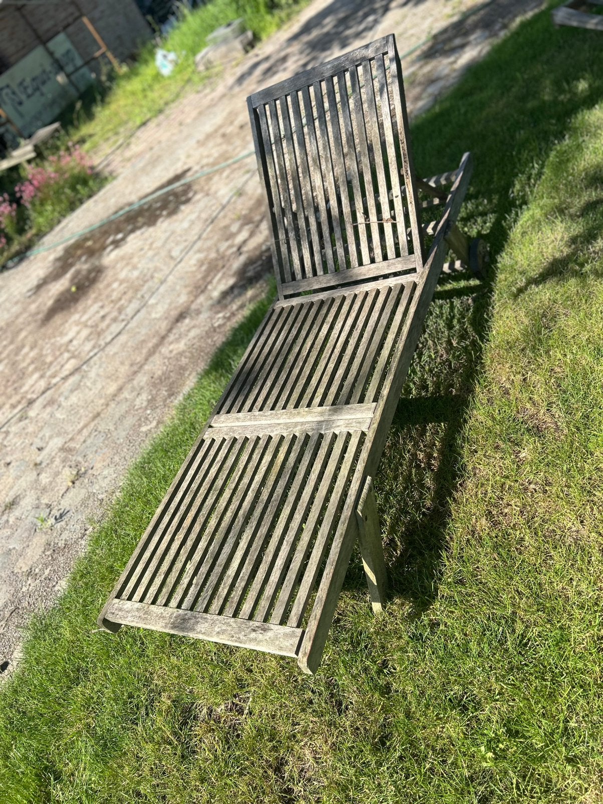 Ligbed teak, Tuin en Terras, Ophalen, Zo goed als nieuw