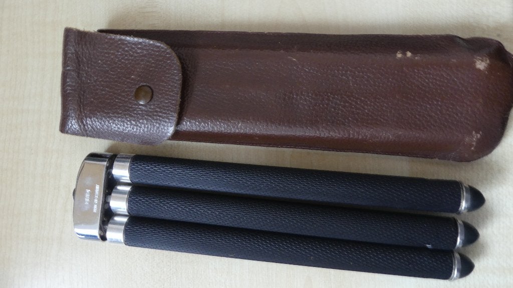 vintage statief Bilora met etui, Audio, Tv en Foto, Fotografie | Statieven en Balhoofden, Ophalen, Gebruikt, Driepoot, Bilora