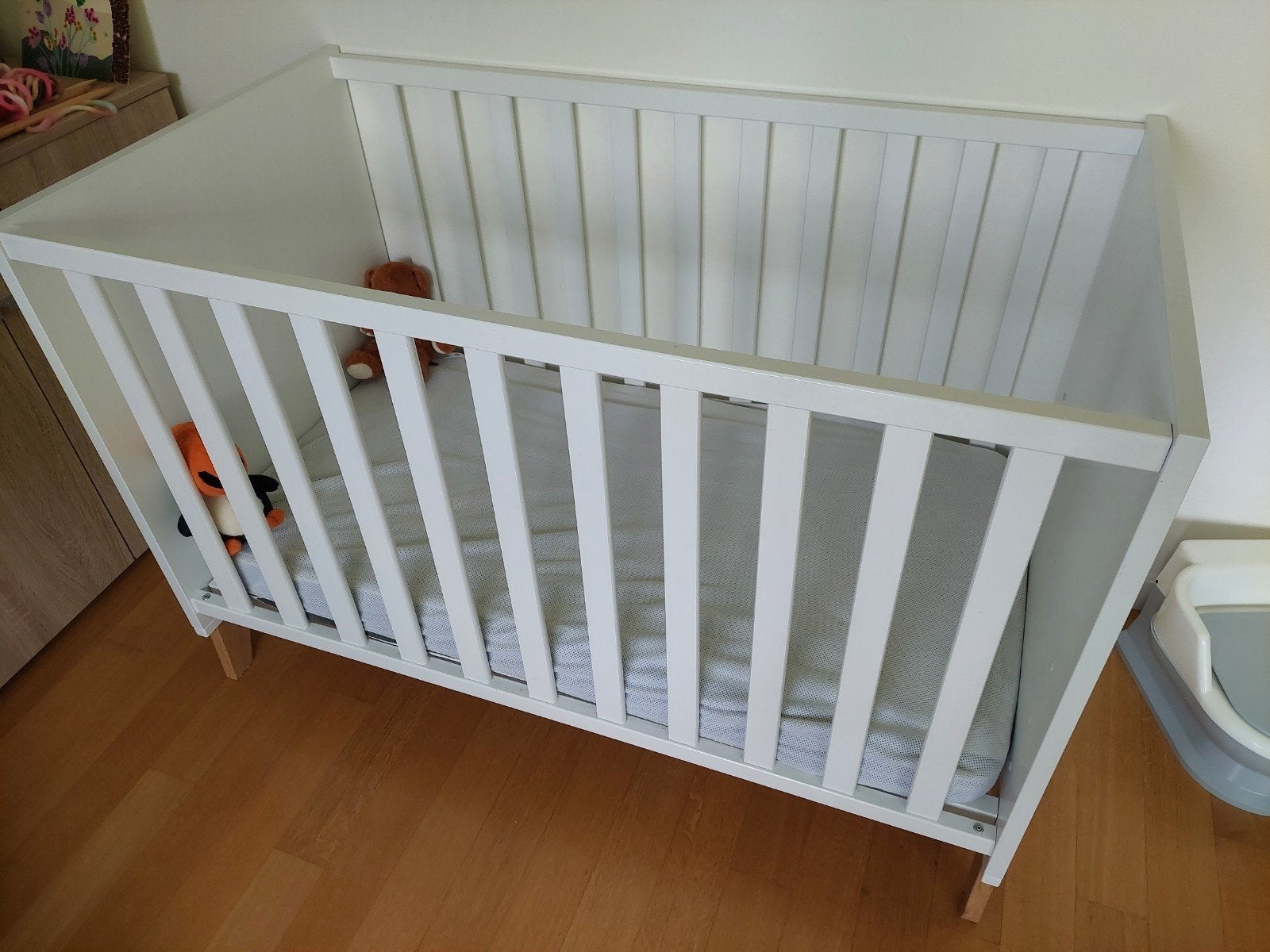 Babybed peuterbed wit L 120 x B 60 cm, Ophalen