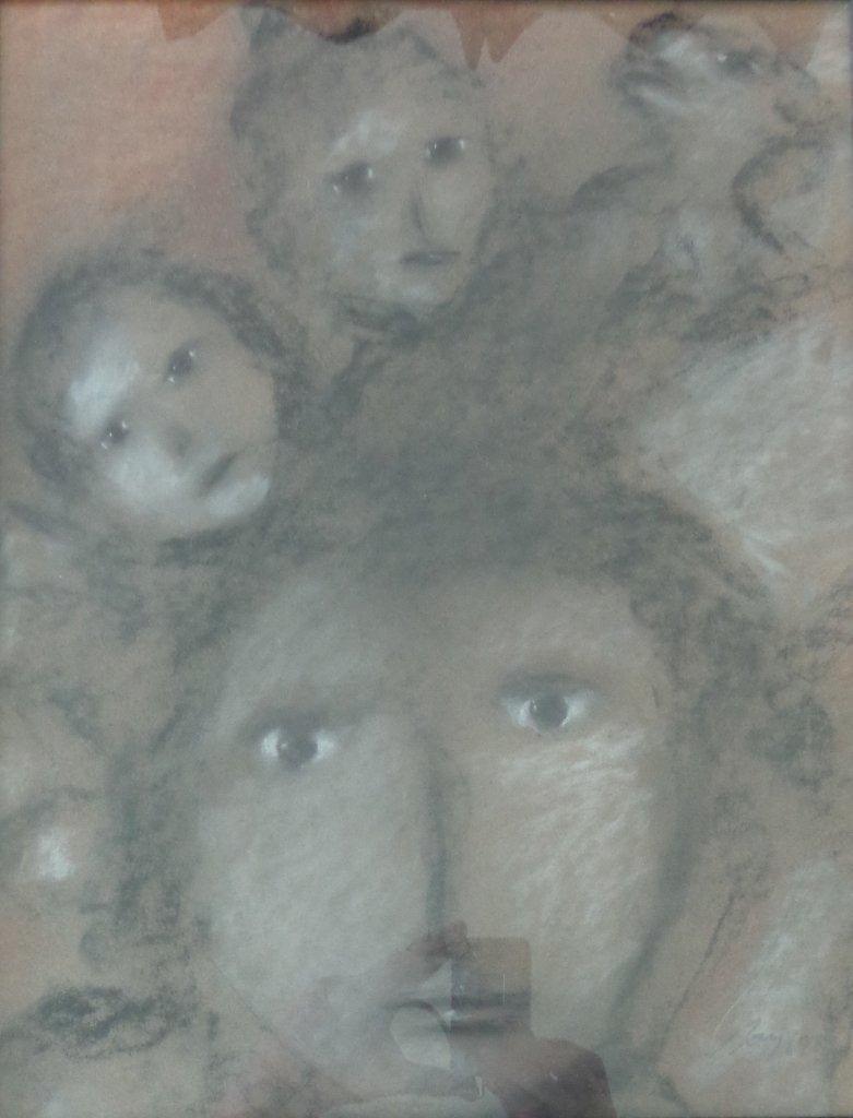 OMAR VAN MEERVELDE / HOOFDEN / ORIGINEEL / 46x36cm / KADER, Antiek en Kunst, Kunst | Schilderijen | Modern, Glas, Gesigneerd, Ophalen of Verzenden