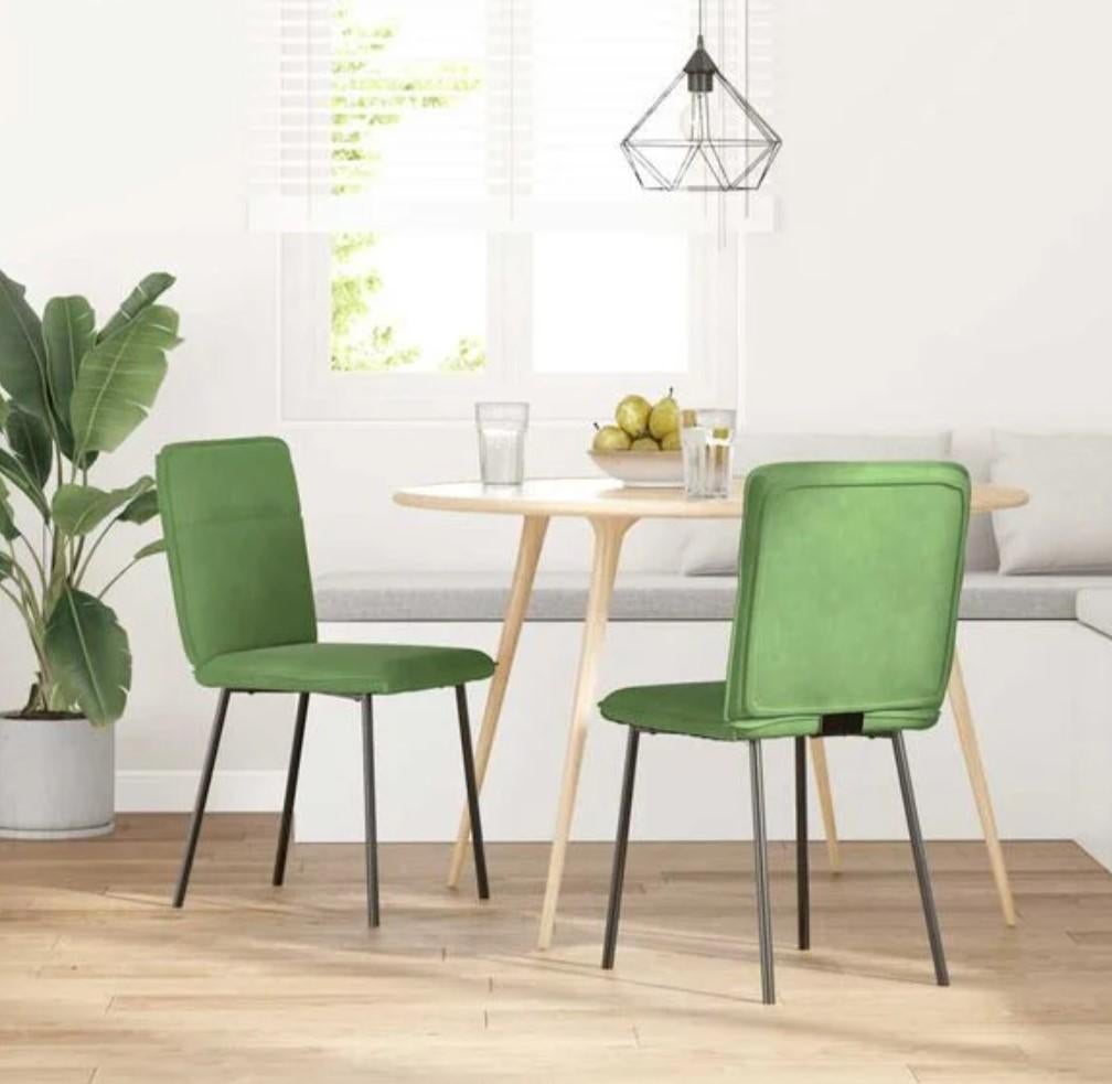 Chaises à manger lot de 2 Vert clair Velours, Enlèvement, Neuf, Bois, Deux