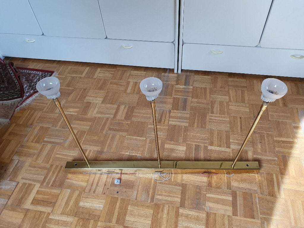Plafonniers vintage en laiton, réglables, fin des années 80, Autres culots, Vintage, Verre, Enlèvement