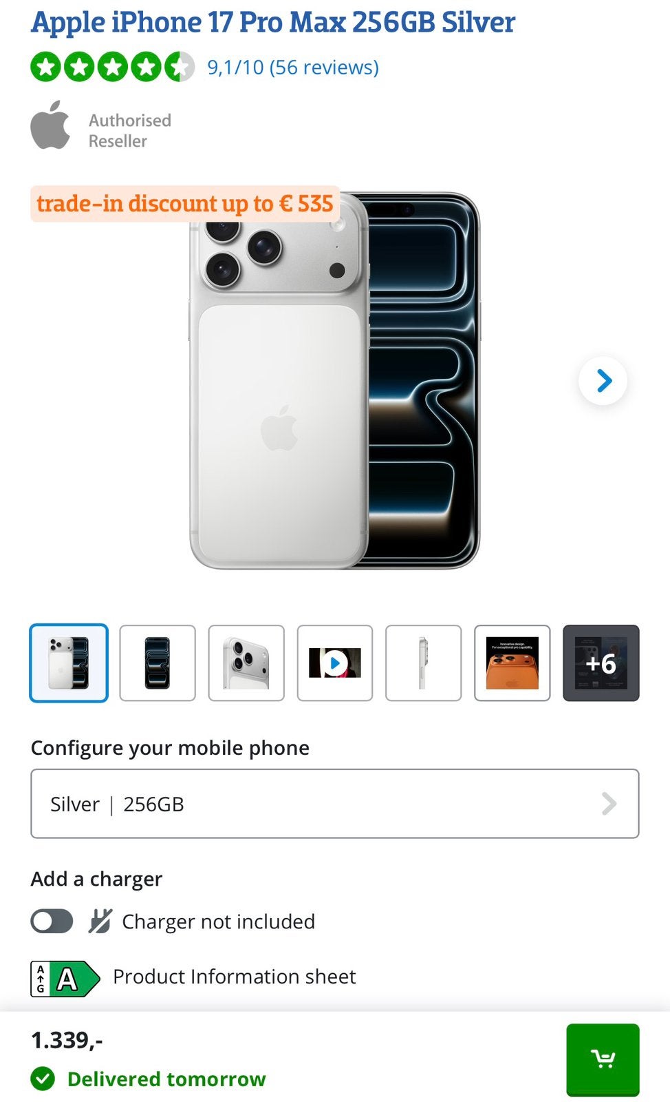 Nieuwe Apple iPhone 17 Pro Max 256GB Silver -  100% batterij, Telecommunicatie, 256 GB, Ophalen of Verzenden, Zo goed als nieuw