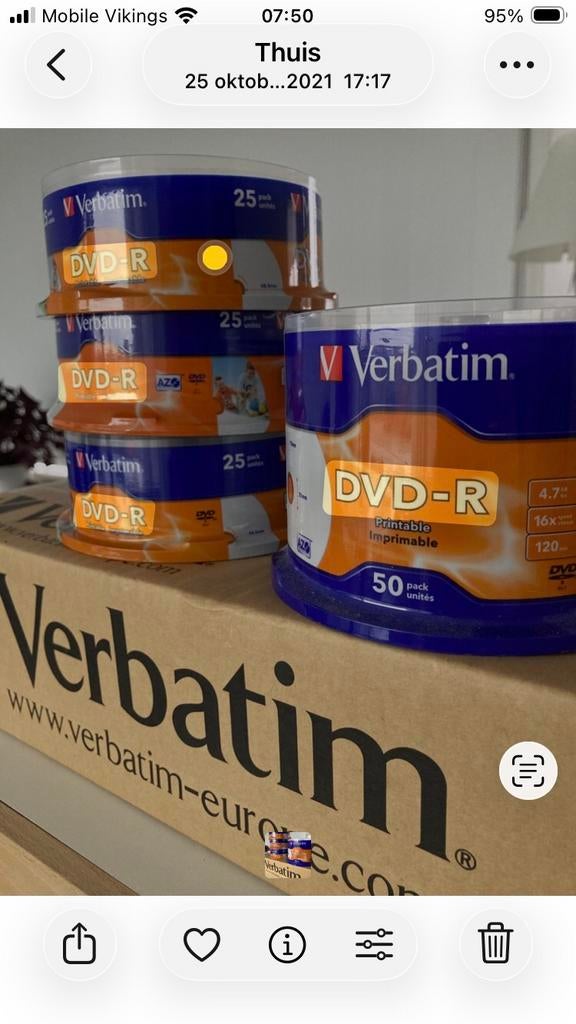 DVD-R Verbatim    200 stuks, Informatique & Logiciels, Disques enregistrables, Enlèvement, Dvd, Verbatim