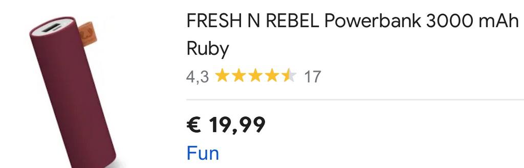 PowerBank Van Fresh 'N Rebel Met 3000mAh TeKoop!, Enlèvement ou Envoi, Comme neuf, Fresh 'N Rebel
