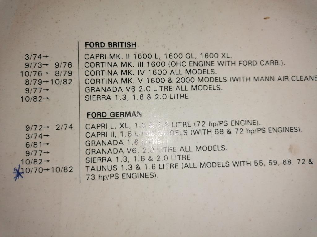 Filtre à air Ford Capri Cortina Granada Taunus Sierra, Autos : Pièces & Accessoires, Enlèvement ou Envoi, Neuf, Ford