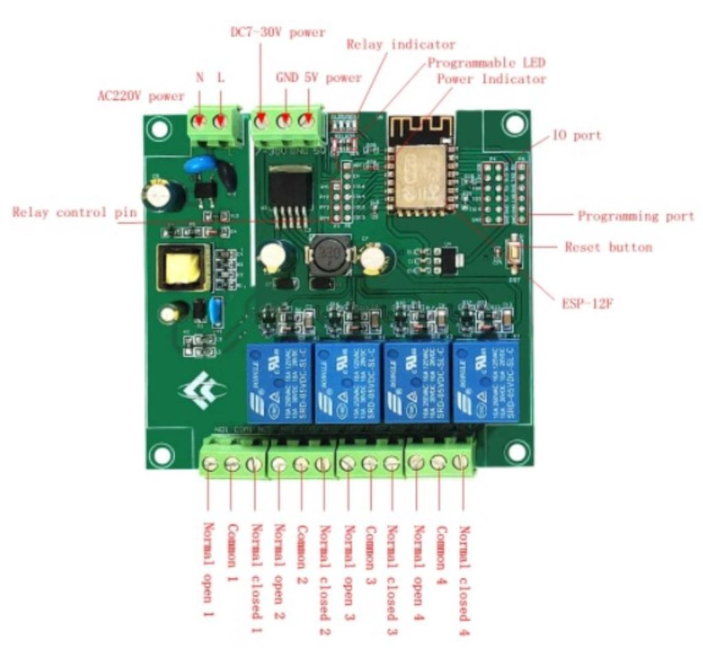 AC/DC ESP8266 WIFI-vierwegrelaismodule met TASMOTA geflasht, Ophalen of Verzenden, Nieuw