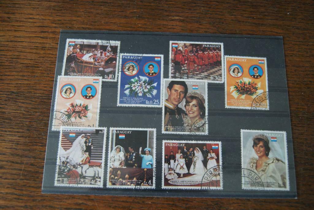 postzegels huwelijk prinses Diana, Ophalen of Verzenden, Gestempeld