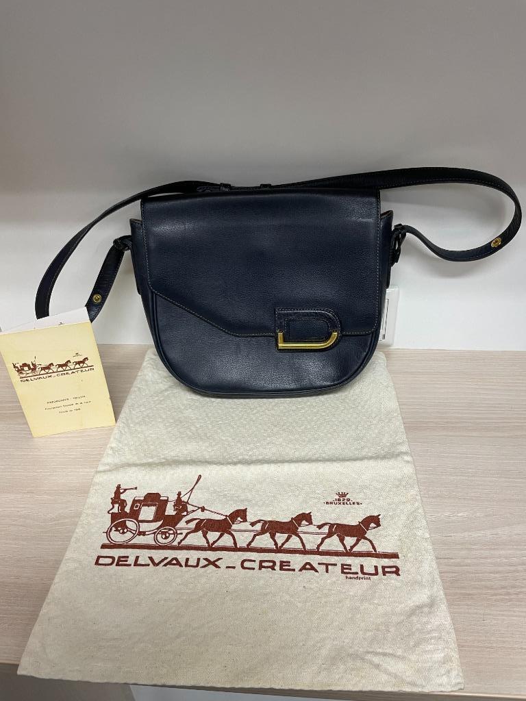 Delvaux "Diva" Donker Blauw Crossbody tas 1e eigenaar Comple, Enlèvement, Comme neuf, Bleu