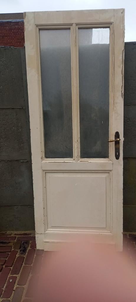 2 oude vol houten binnendeuren, Doe-het-zelf en Bouw, Ophalen, Gebruikt, Glas