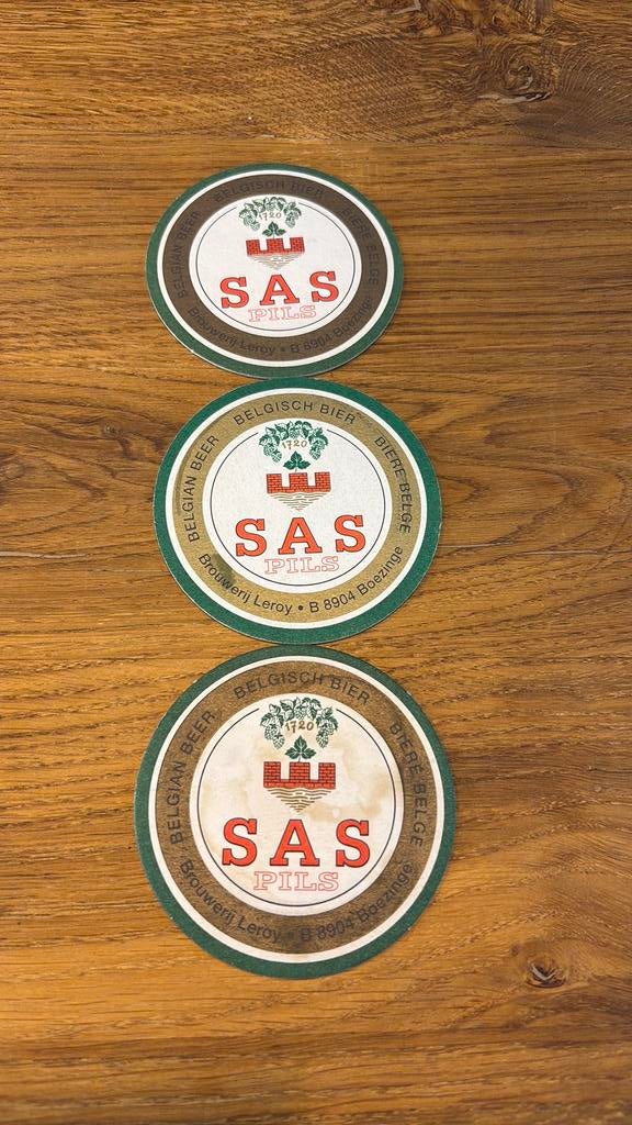 3 bierviltjes Sas pils, Ophalen of Verzenden, Zo goed als nieuw