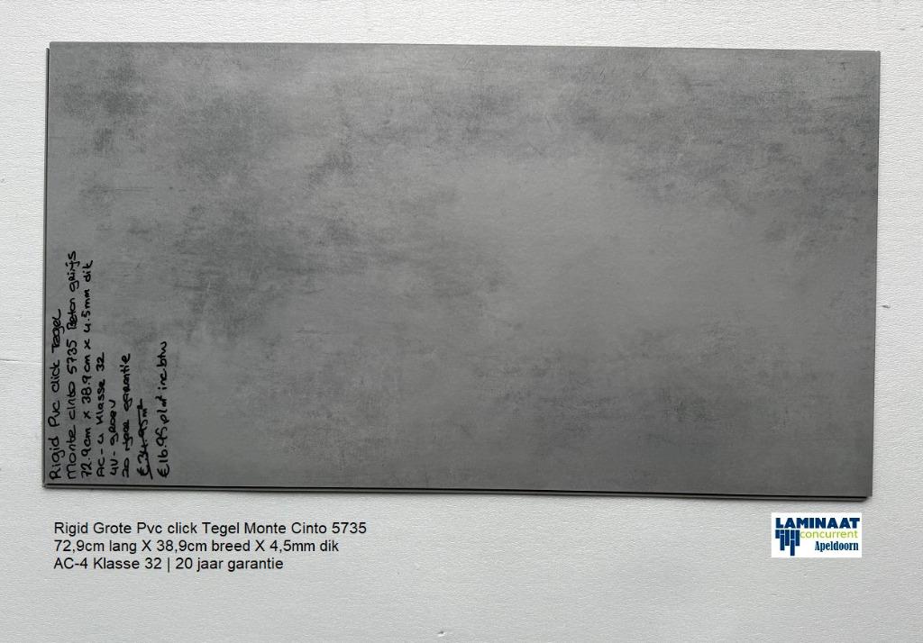 85,35m2 Grote Pvc Click Tegel Monte Beton Grijs 43pak :€1360, 75 m² of meer, Ophalen of Verzenden, Grijs, Laminaat