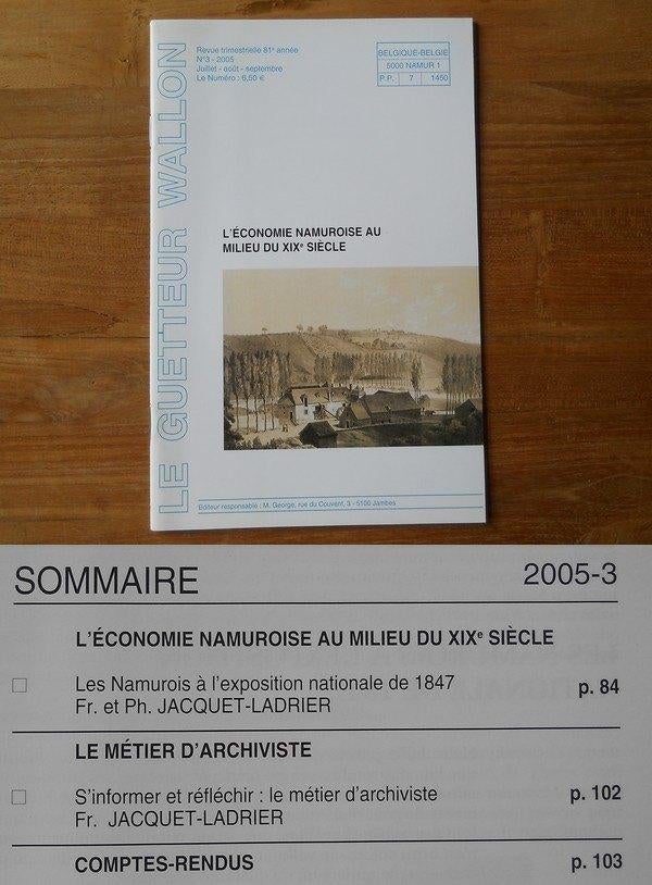 L' économie namuroise au milieu du XIX ème siècle, Enlèvement ou Envoi, Utilisé