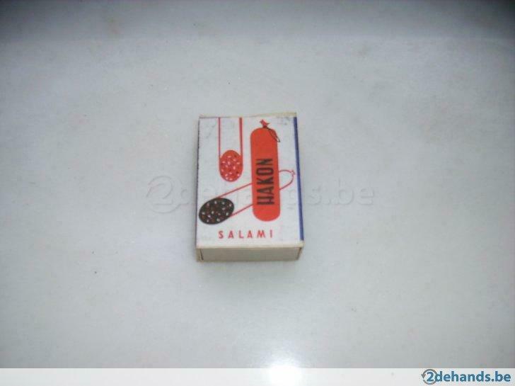 houten luciferdoosje hakon salami vintage, Gebruikt, Luciferdoosjes of -merken