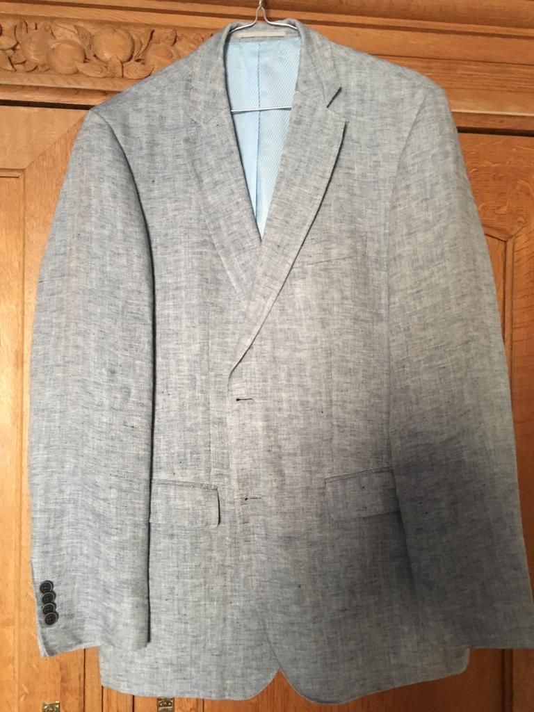 Hugo Boss linnen jas 50 nieuw!!, Kleding | Heren, Kostuums en vesten, Ophalen, Blauw