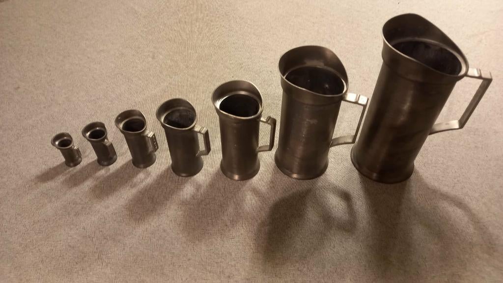 Tinnen potten, 7stuks, Antiek en Kunst, Antiek | Tin, Ophalen