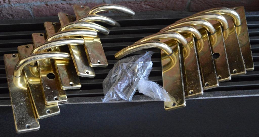 Set messing klinken voor binnen, Ophalen of Verzenden, Gebruikt, Koper of Messing, Klink of Kruk