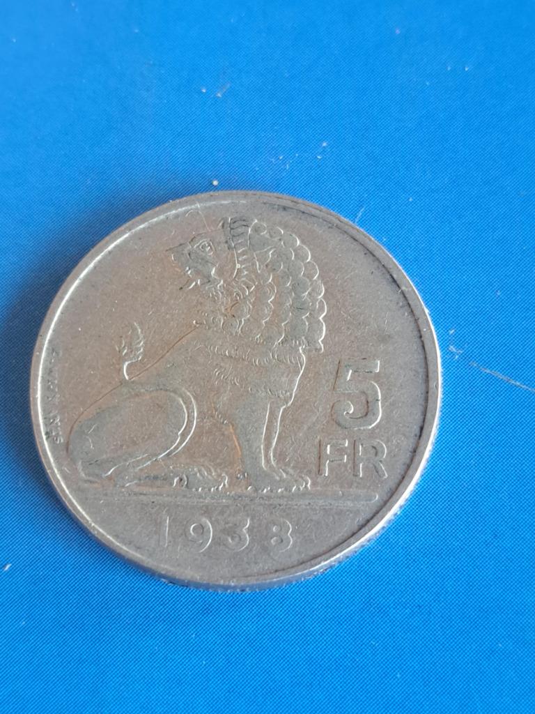 1938 Belgique 5 francs position A, Timbres & Monnaies, Monnaies | Belgique, Monnaie en vrac, Métal, Envoi