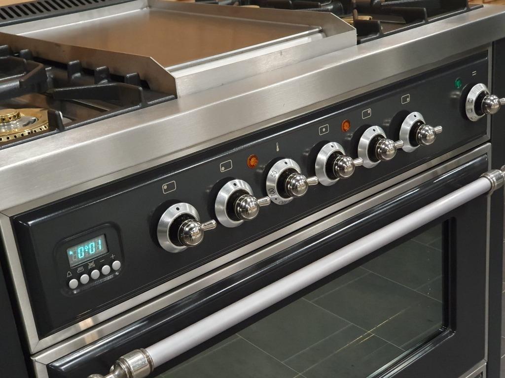 🔥Luxe Boretti Majestic Fornuis 91cm antraciet + rvs frytop, 60 cm of meer, Ophalen of Verzenden, Zo goed als nieuw, Energieklasse A of zuiniger