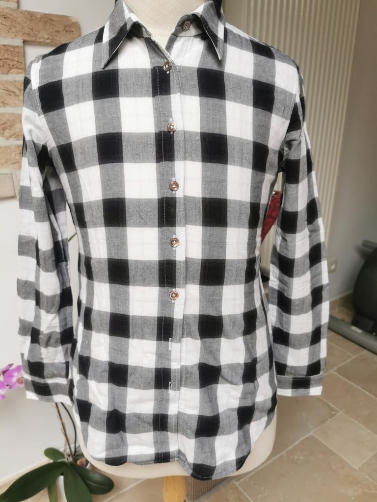 Mooi zwart wit geruit bloesje van 820 Caliban, Kleding | Dames, Ophalen of Verzenden