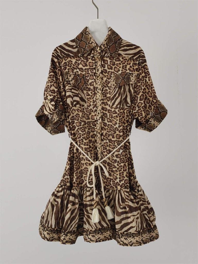 Animal print cocktail summer dress Zimmermann, Bruin, Verzenden, Zimmermann, Nieuw