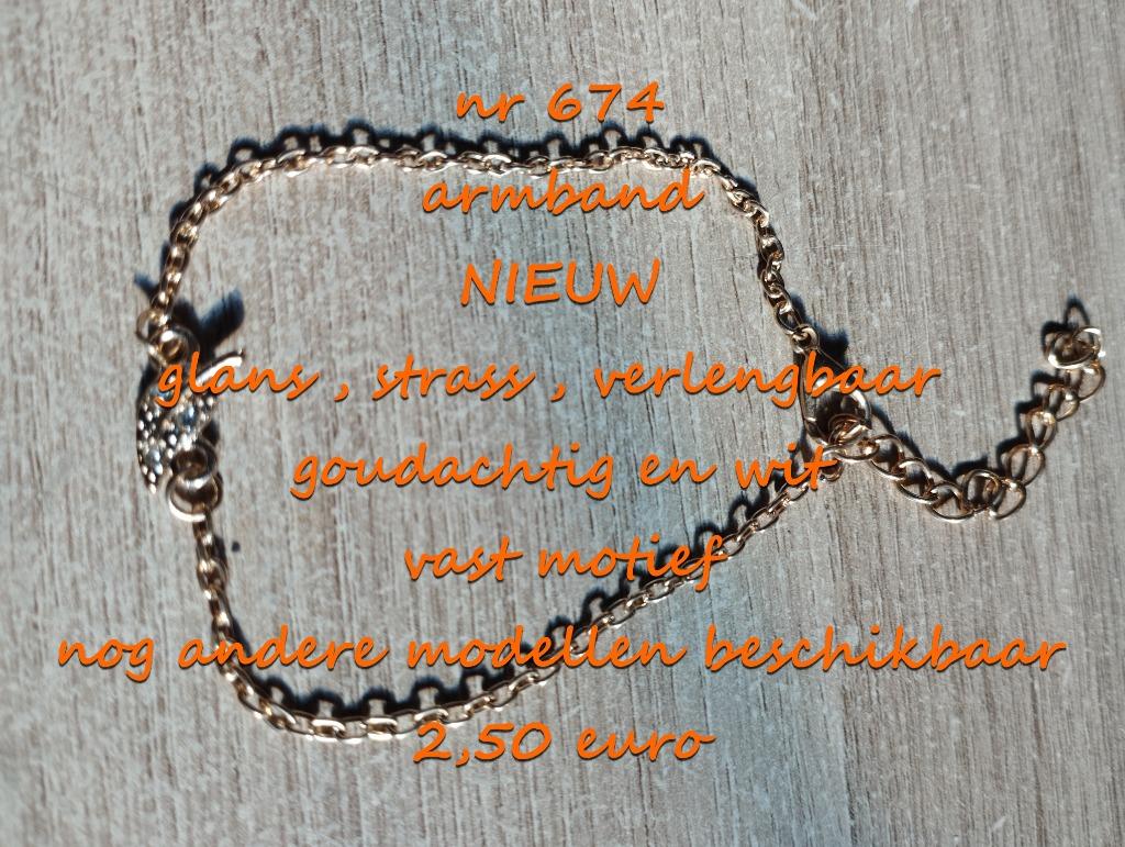 674. Bijou : bracelet, NOUVEAU, @DERNIÈRE PIÈCE@ vers libres, Neuf, Blanc, Envoi, Avec strass