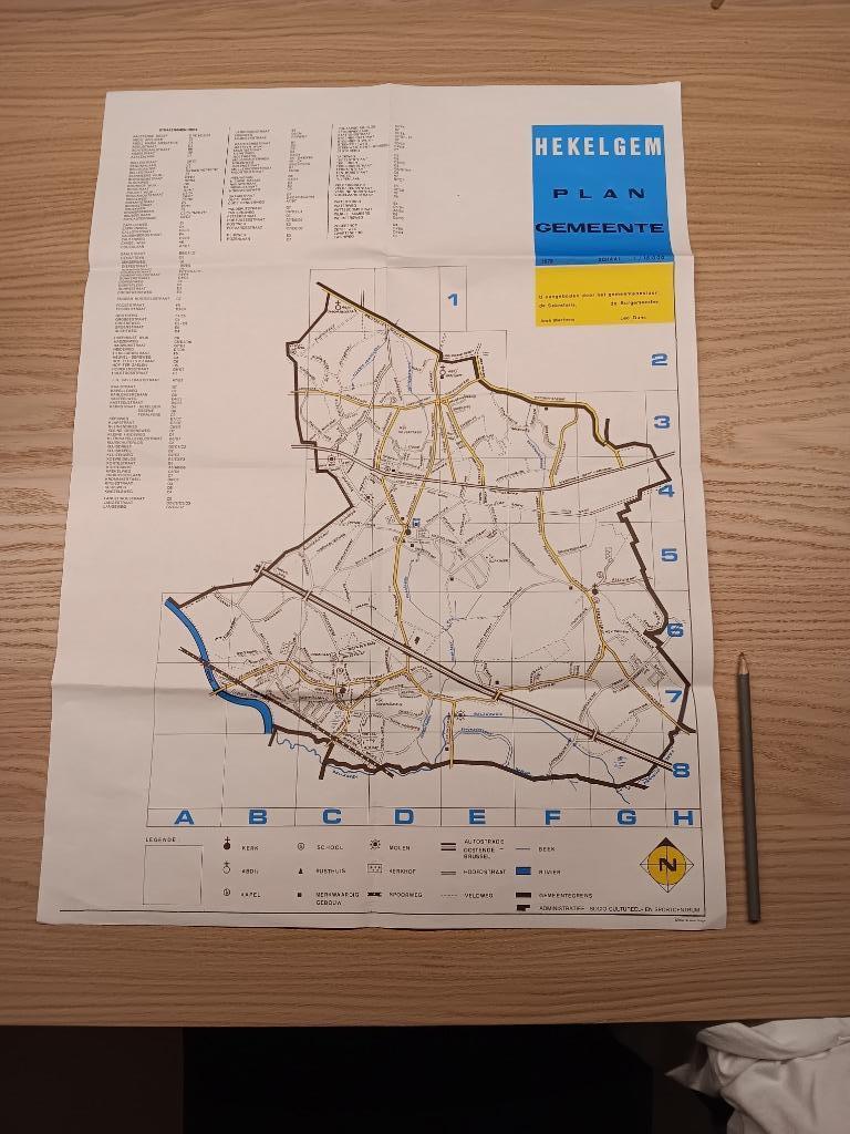 Oud plan gemeente Hekelgem Affligem, Antiek en Kunst, Curiosa en Brocante, Ophalen of Verzenden