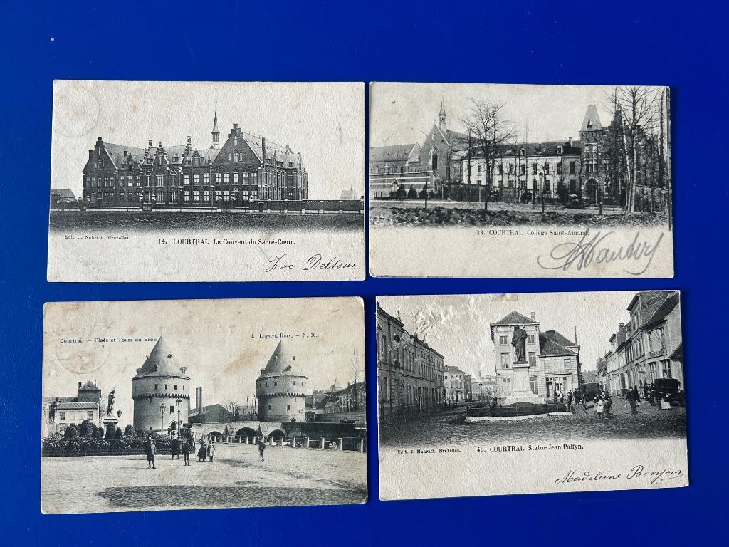 4 postkaarten Kortrijk, Verzamelen, Ophalen of Verzenden