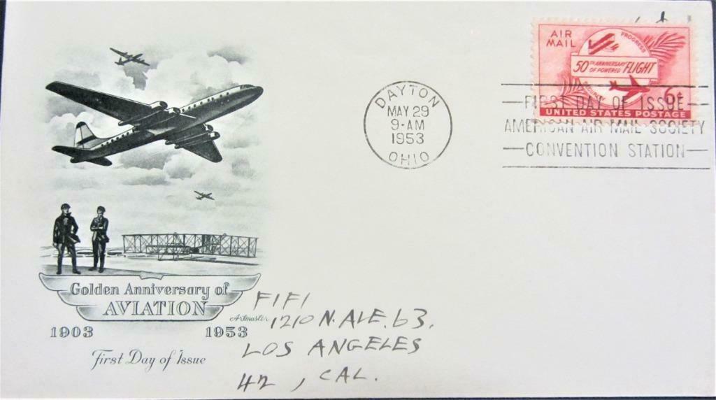 FDC- U.S.A.- GOLDEN ANNIVERSARY OF AVIATION, Ophalen of Verzenden, Gestempeld, Vliegtuigen