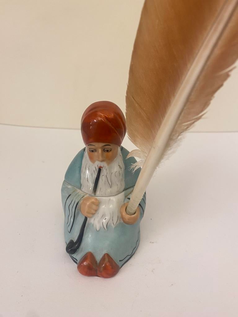 Porseleinen fakir ( inktpot ) kleurrijk vervaardigd - duits., Ophalen of Verzenden, Zo goed als nieuw