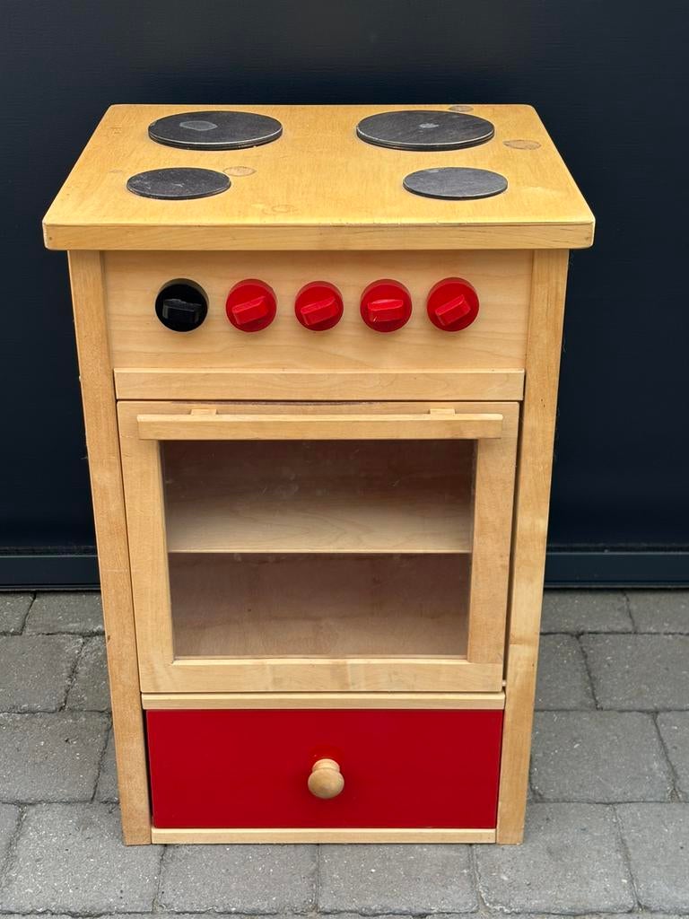 Houten speelgoedfornuis met oven, Ophalen, Gebruikt, Hout, Speelkeuken