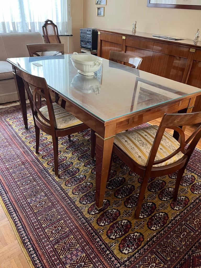 Elegante mahoniehouten eetkamer '50/60 Engelse stijl, Huis en Inrichting, Complete eetkamers, Gebruikt, Ophalen