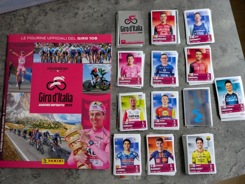 Panini GIRO 2025 losse set 303 stickers wielrennen, Verzenden, Nieuw