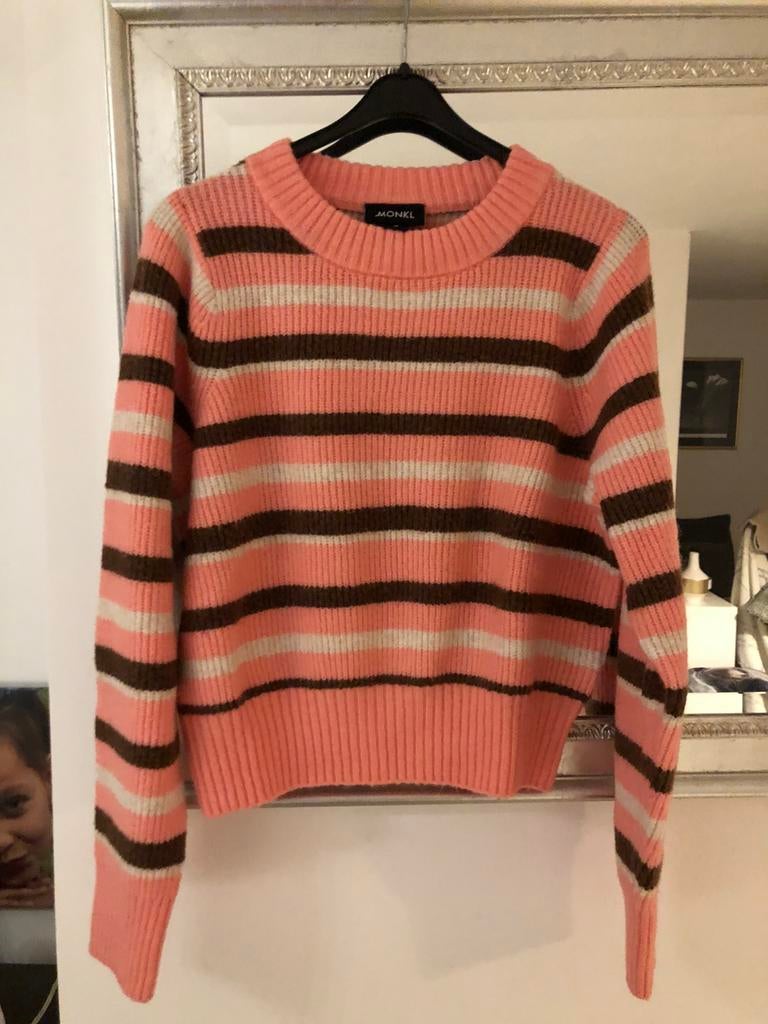 Pull met strepen, Monki, Med.,, Kleding | Dames, Ophalen, Zo goed als nieuw, Maat 38/40 (M), Roze