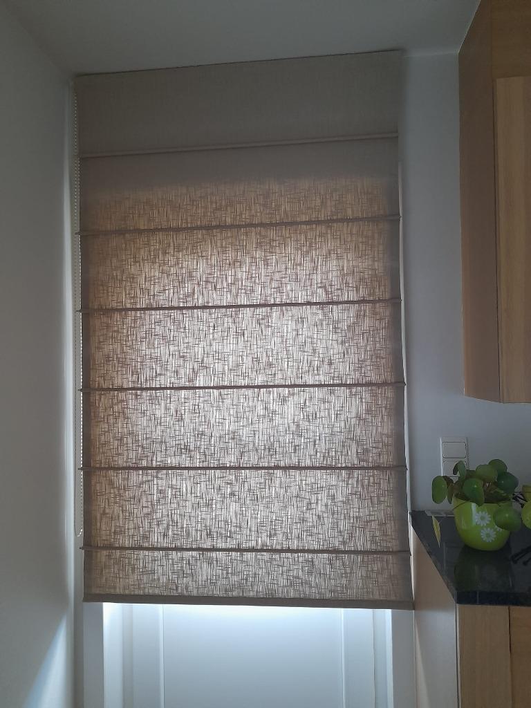 Optrekgordijnen, Huis en Inrichting, Stoffering | Gordijnen en Lamellen, Ophalen, Gebruikt, Beige