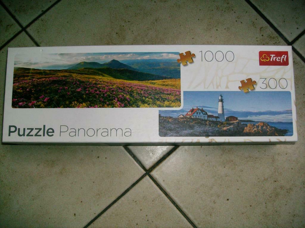 2 puzzels panorama in 1 doos, Ophalen of Verzenden, Meer dan 50 stukjes, Gebruikt, 6 jaar of ouder