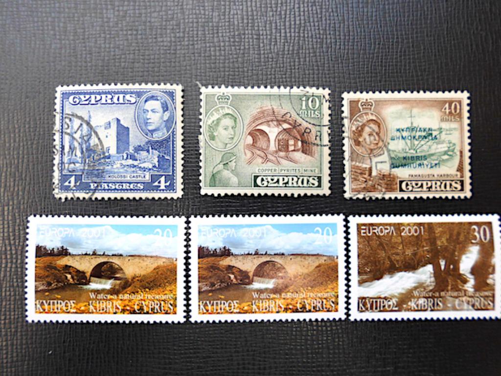 Cyprus / Brits Cyprus : 6 postzegels (1938 - 2001), Ophalen of Verzenden