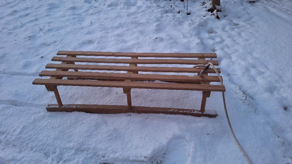 Houten slee, Enlèvement, Utilisé, Bois