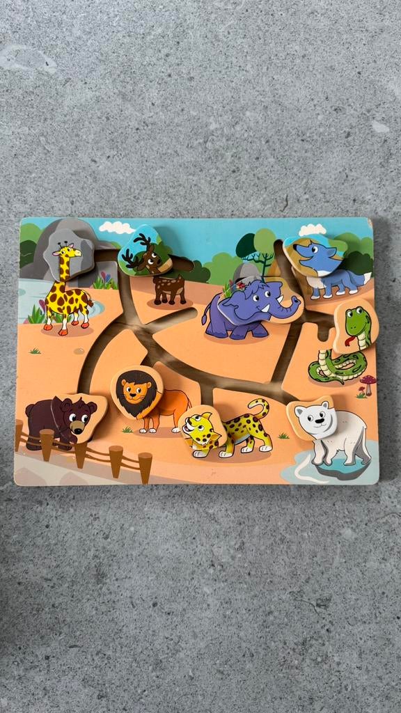 Schuif puzzel in hout . Wilde dieren. Playtive., Ophalen of Verzenden, Gebruikt